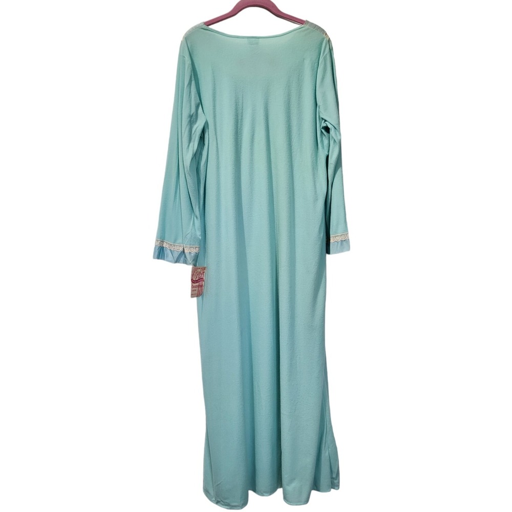 Vintage Dream Wear Nightgown Lingerie Modest Large Aqua Blue 70s USA W Tag - Picture 6 of 7